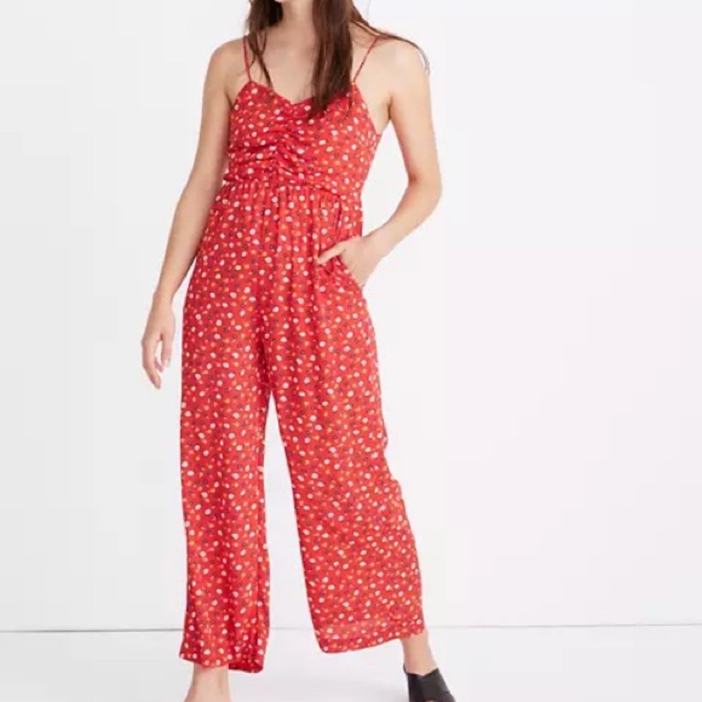 Madewell Ruched Wide Leg Jumpsuit 12T